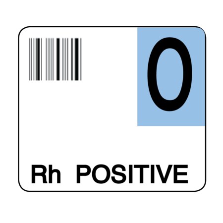 Label, O Rh Positive 1-1/2 X 1-7/10 White W/Blue & Black